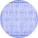 Round Abstract Blue Contemporary Rug, con486blu