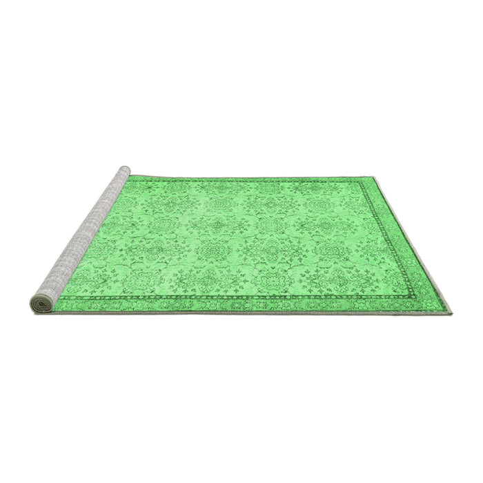 Sideview of Machine Washable Abstract Emerald Green Contemporary Area Rugs, wshcon486emgrn