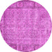 Round Machine Washable Abstract Pink Contemporary Rug, wshcon487pnk