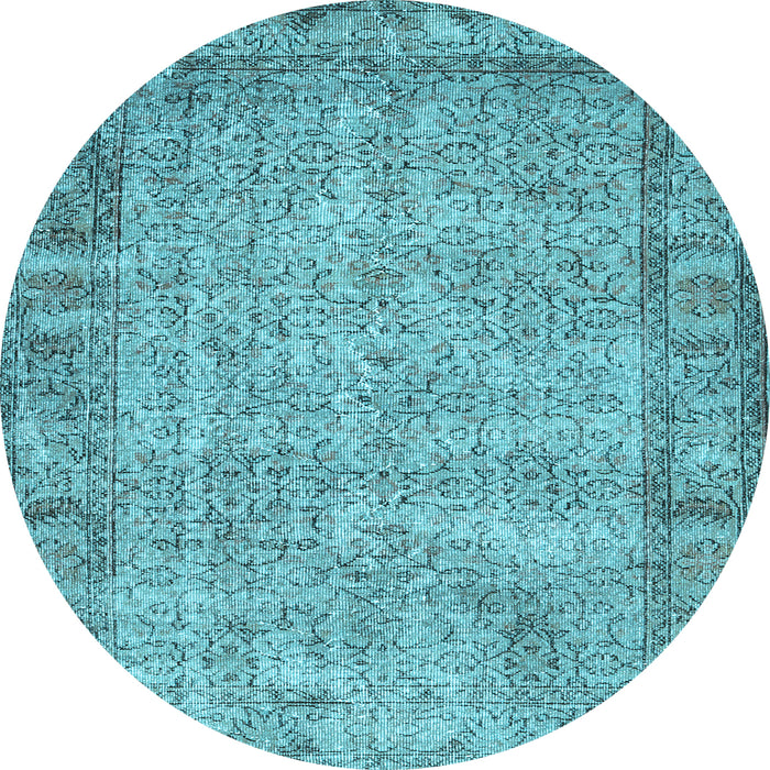 Round Abstract Light Blue Contemporary Rug, con487lblu