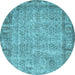 Round Abstract Light Blue Contemporary Rug, con487lblu