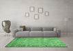 Machine Washable Abstract Emerald Green Contemporary Area Rugs in a Living Room,, wshcon487emgrn