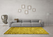 Machine Washable Abstract Yellow Contemporary Rug in a Living Room, wshcon487yw