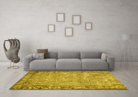 Machine Washable Abstract Yellow Contemporary Rug, wshcon487yw