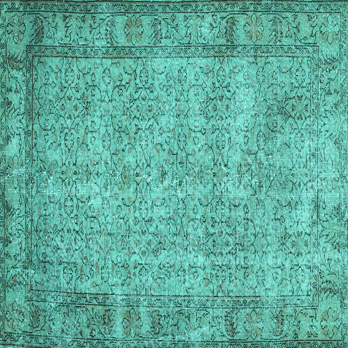 Square Abstract Turquoise Contemporary Rug, con487turq