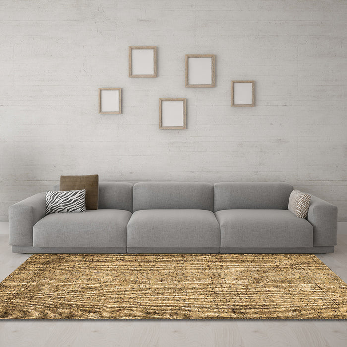 Machine Washable Abstract Brown Contemporary Rug in a Living Room,, wshcon487brn