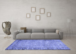 Machine Washable Abstract Blue Contemporary Rug in a Living Room, wshcon487blu