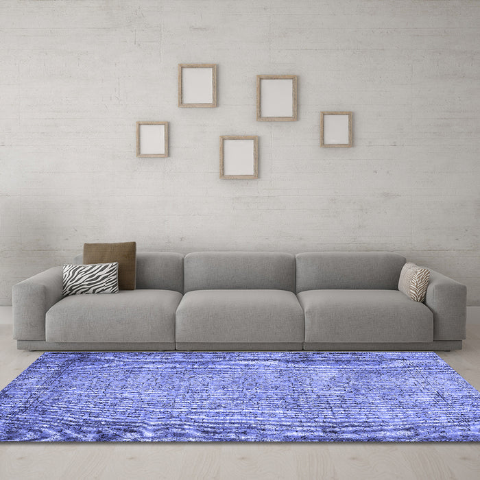 Machine Washable Abstract Blue Contemporary Rug in a Living Room, wshcon487blu