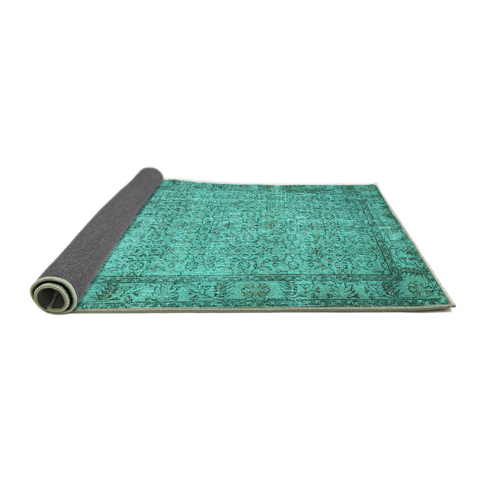 Sideview of Abstract Turquoise Contemporary Rug, con487turq