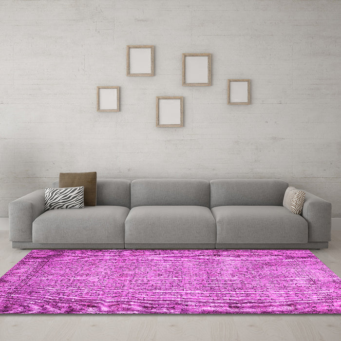 Machine Washable Abstract Pink Contemporary Rug in a Living Room, wshcon487pnk