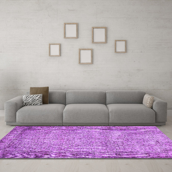 Machine Washable Abstract Purple Contemporary Area Rugs in a Living Room, wshcon487pur