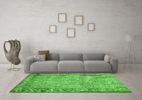 Machine Washable Abstract Green Contemporary Rug, wshcon487grn