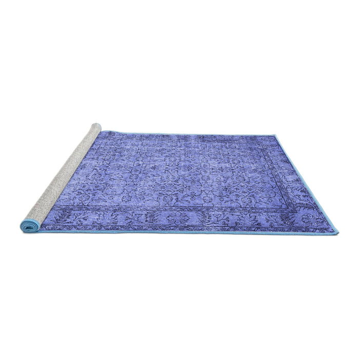 Sideview of Machine Washable Abstract Blue Contemporary Rug, wshcon487blu