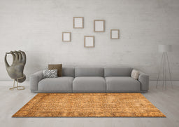 Machine Washable Abstract Orange Contemporary Area Rugs in a Living Room, wshcon487org