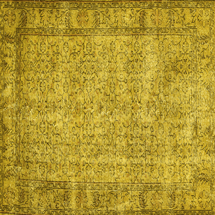 Square Machine Washable Abstract Yellow Contemporary Rug, wshcon487yw