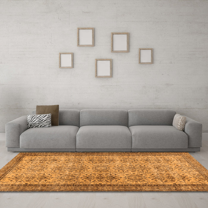 Machine Washable Abstract Orange Contemporary Area Rugs in a Living Room, wshcon488org