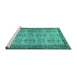 Sideview of Machine Washable Abstract Turquoise Contemporary Area Rugs, wshcon488turq