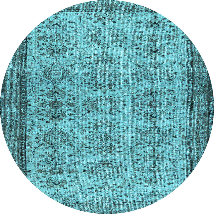 Round Abstract Light Blue Contemporary Rug, con488lblu