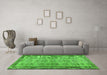 Machine Washable Abstract Green Contemporary Area Rugs in a Living Room,, wshcon488grn