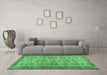 Machine Washable Abstract Emerald Green Contemporary Area Rugs in a Living Room,, wshcon488emgrn