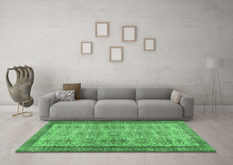 Machine Washable Abstract Emerald Green Contemporary Area Rugs in a Living Room,, wshcon488emgrn