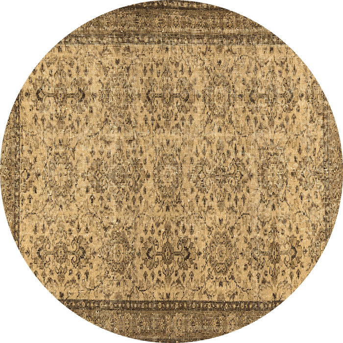 Round Abstract Brown Contemporary Rug, con488brn