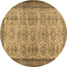 Round Abstract Brown Contemporary Rug, con488brn