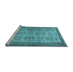 Sideview of Machine Washable Abstract Light Blue Contemporary Rug, wshcon488lblu