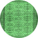 Round Abstract Emerald Green Contemporary Rug, con488emgrn