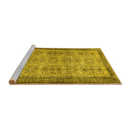 Sideview of Machine Washable Abstract Yellow Contemporary Rug, wshcon488yw