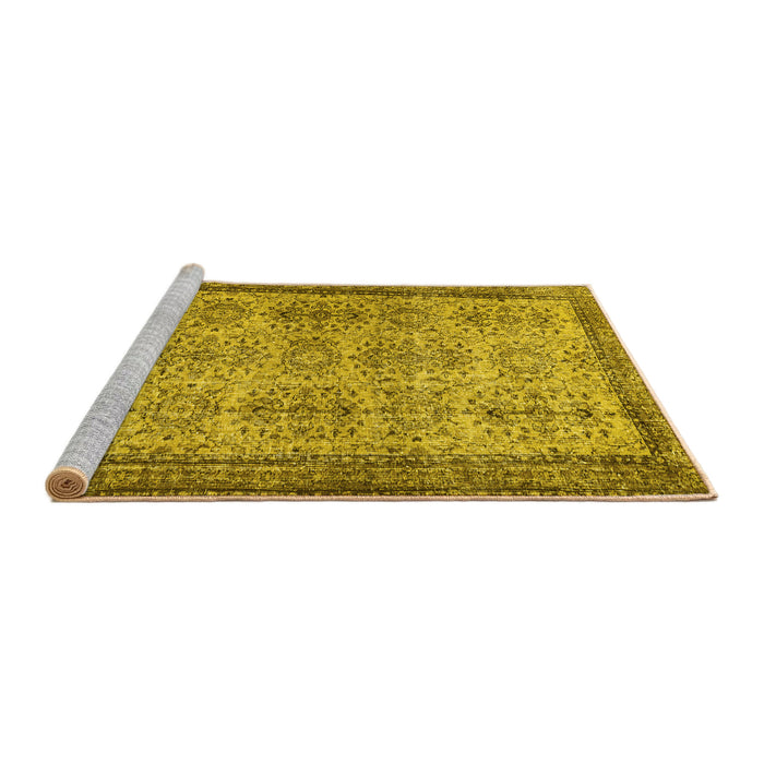 Sideview of Machine Washable Abstract Yellow Contemporary Rug, wshcon488yw
