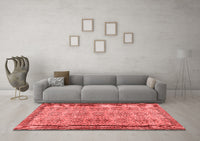 Machine Washable Abstract Red Contemporary Rug, wshcon488red