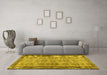 Machine Washable Abstract Yellow Contemporary Rug in a Living Room, wshcon488yw