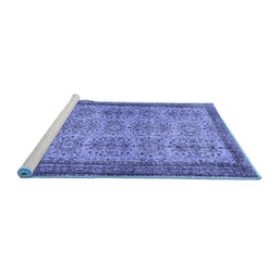 Sideview of Machine Washable Abstract Blue Contemporary Rug, wshcon488blu