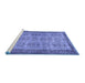 Sideview of Machine Washable Abstract Blue Contemporary Rug, wshcon488blu