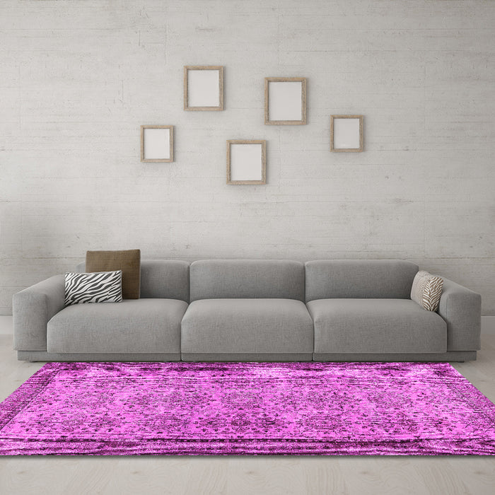 Machine Washable Abstract Pink Contemporary Rug in a Living Room, wshcon488pnk