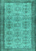 Machine Washable Abstract Turquoise Contemporary Area Rugs, wshcon488turq