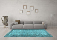 Machine Washable Abstract Light Blue Contemporary Rug, wshcon488lblu