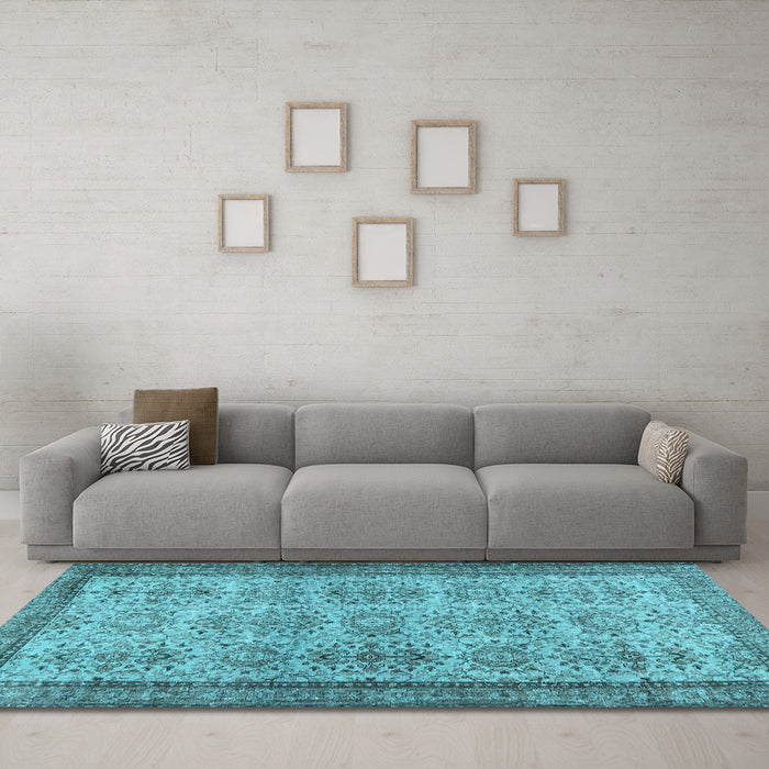 Machine Washable Abstract Light Blue Contemporary Rug in a Living Room, wshcon488lblu