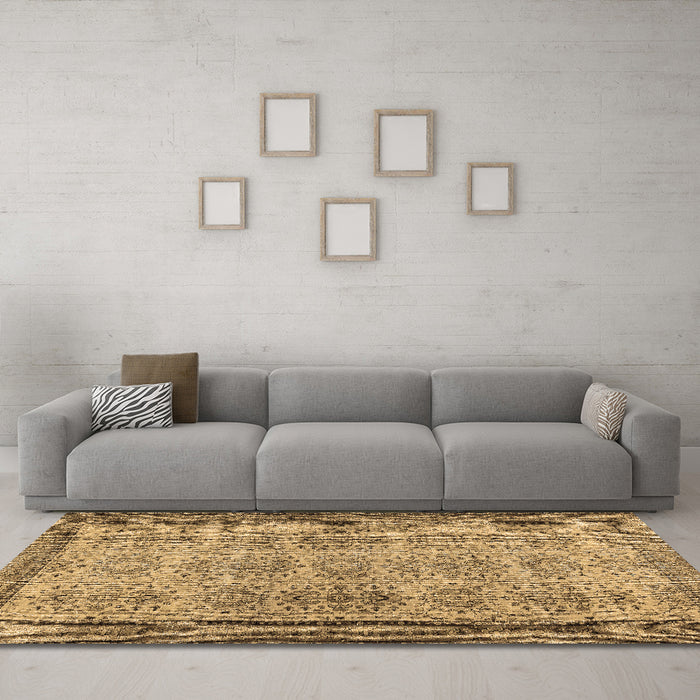 Machine Washable Abstract Brown Contemporary Rug in a Living Room,, wshcon488brn