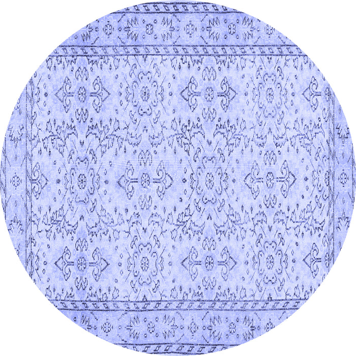 Round Abstract Blue Contemporary Rug, con489blu