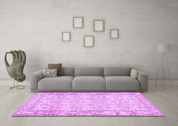 Machine Washable Abstract Purple Contemporary Area Rugs in a Living Room, wshcon489pur