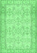 Machine Washable Abstract Emerald Green Contemporary Area Rugs, wshcon489emgrn