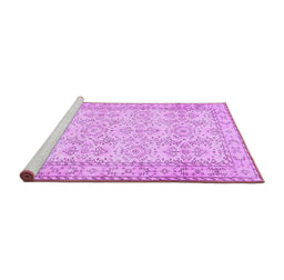 Sideview of Machine Washable Abstract Purple Contemporary Area Rugs, wshcon489pur