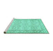 Sideview of Machine Washable Abstract Turquoise Contemporary Area Rugs, wshcon489turq