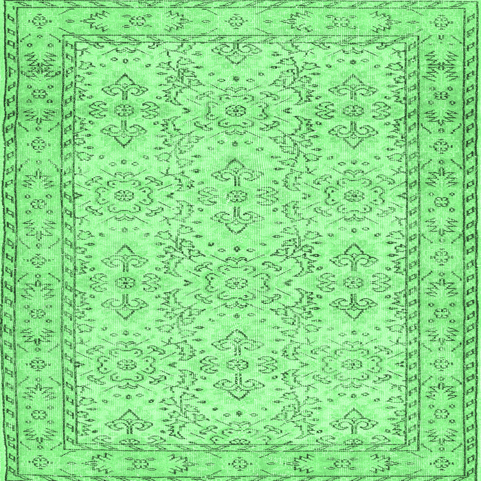 Square Machine Washable Abstract Emerald Green Contemporary Area Rugs, wshcon489emgrn