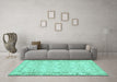 Machine Washable Abstract Turquoise Contemporary Area Rugs in a Living Room,, wshcon489turq