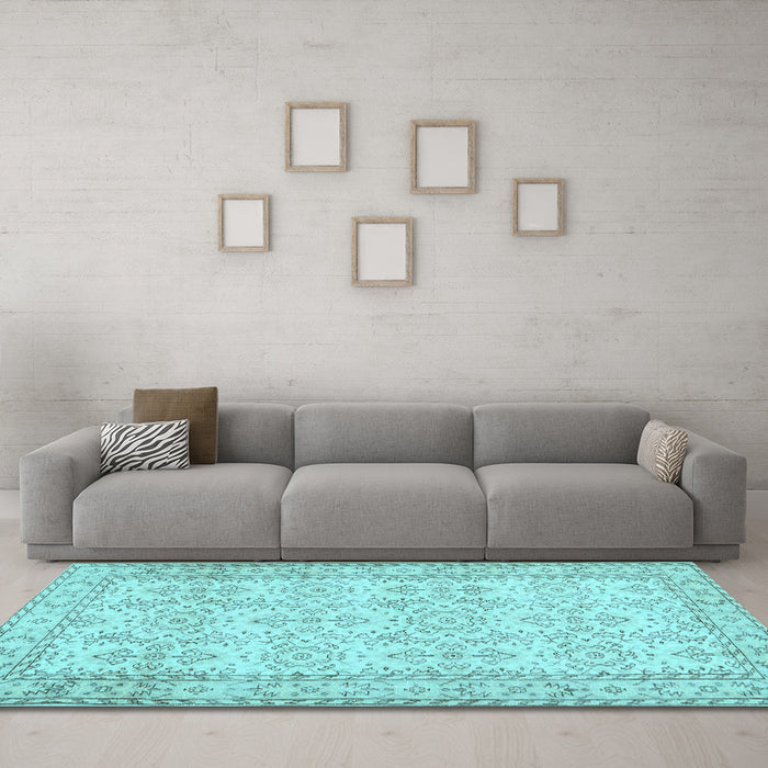 Machine Washable Abstract Light Blue Contemporary Rug in a Living Room, wshcon489lblu