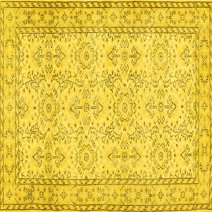 Square Abstract Yellow Contemporary Rug, con489yw