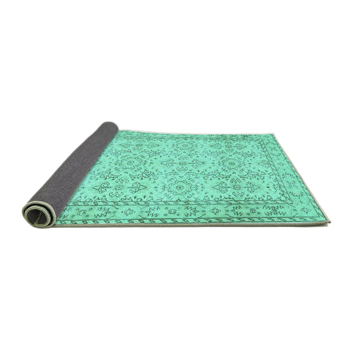 Sideview of Abstract Turquoise Contemporary Rug, con489turq